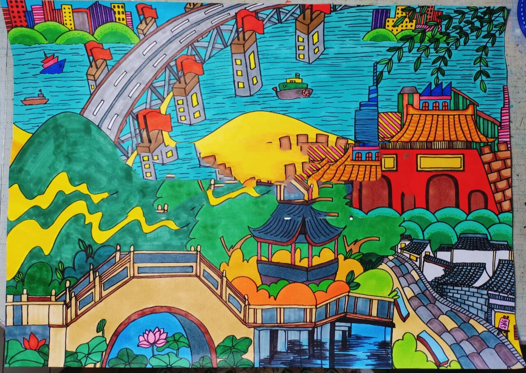 儿童画 我的美丽家乡 儿童画我的美丽家乡 8开大小 马克笔绘画