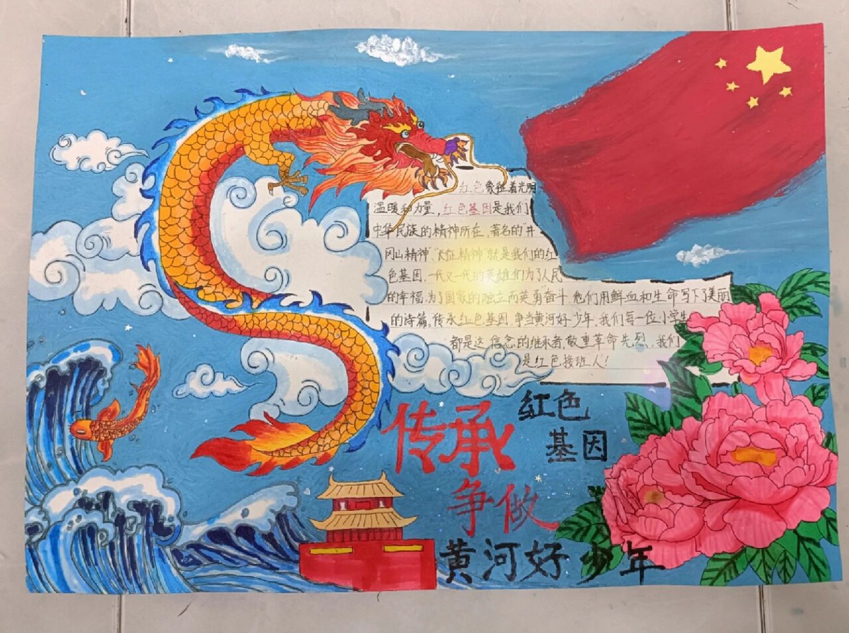 传承红色基因,争做黄河好少年         手抄报终于终于做完了