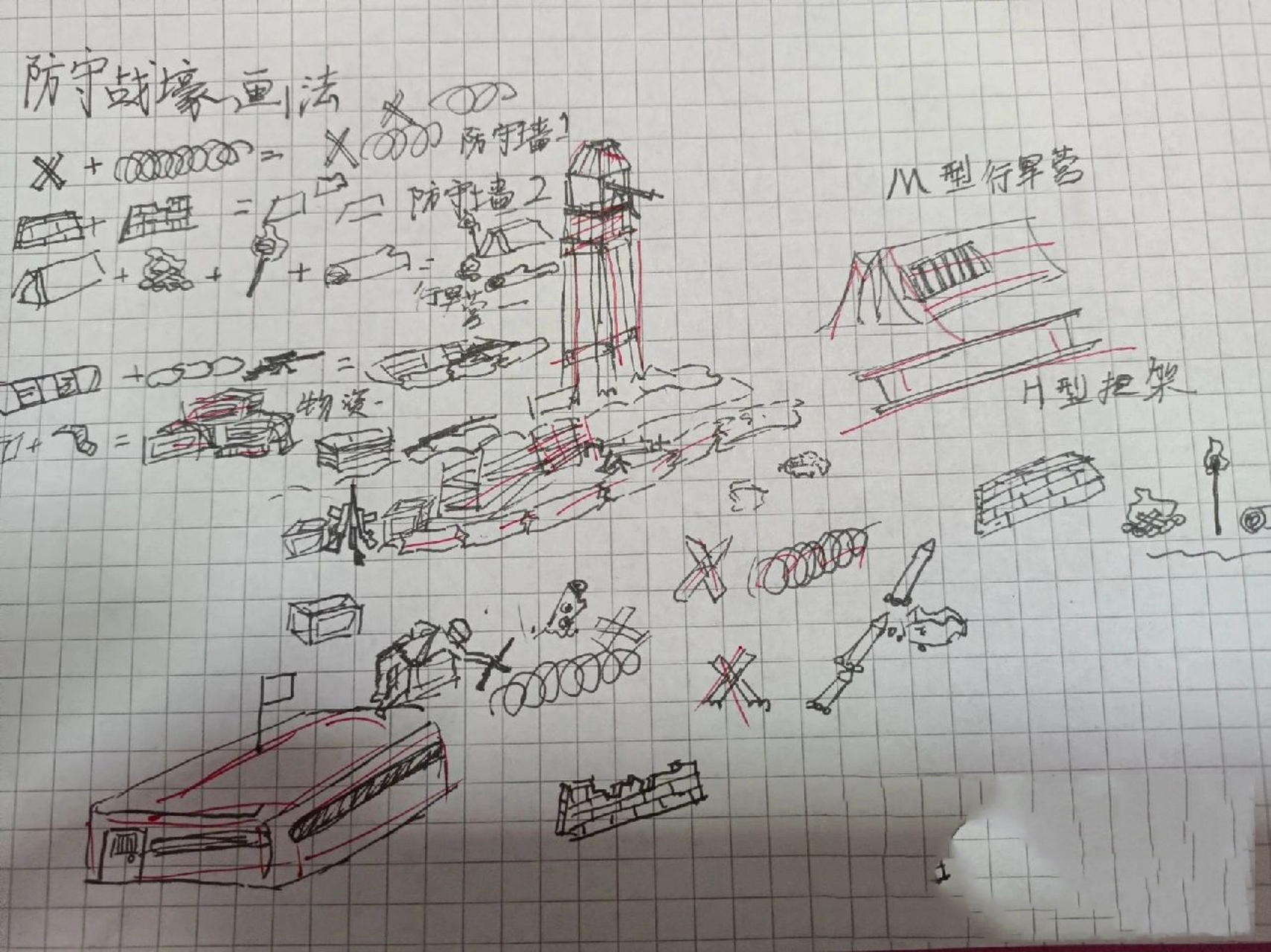 进攻防守战壕画法注意事项