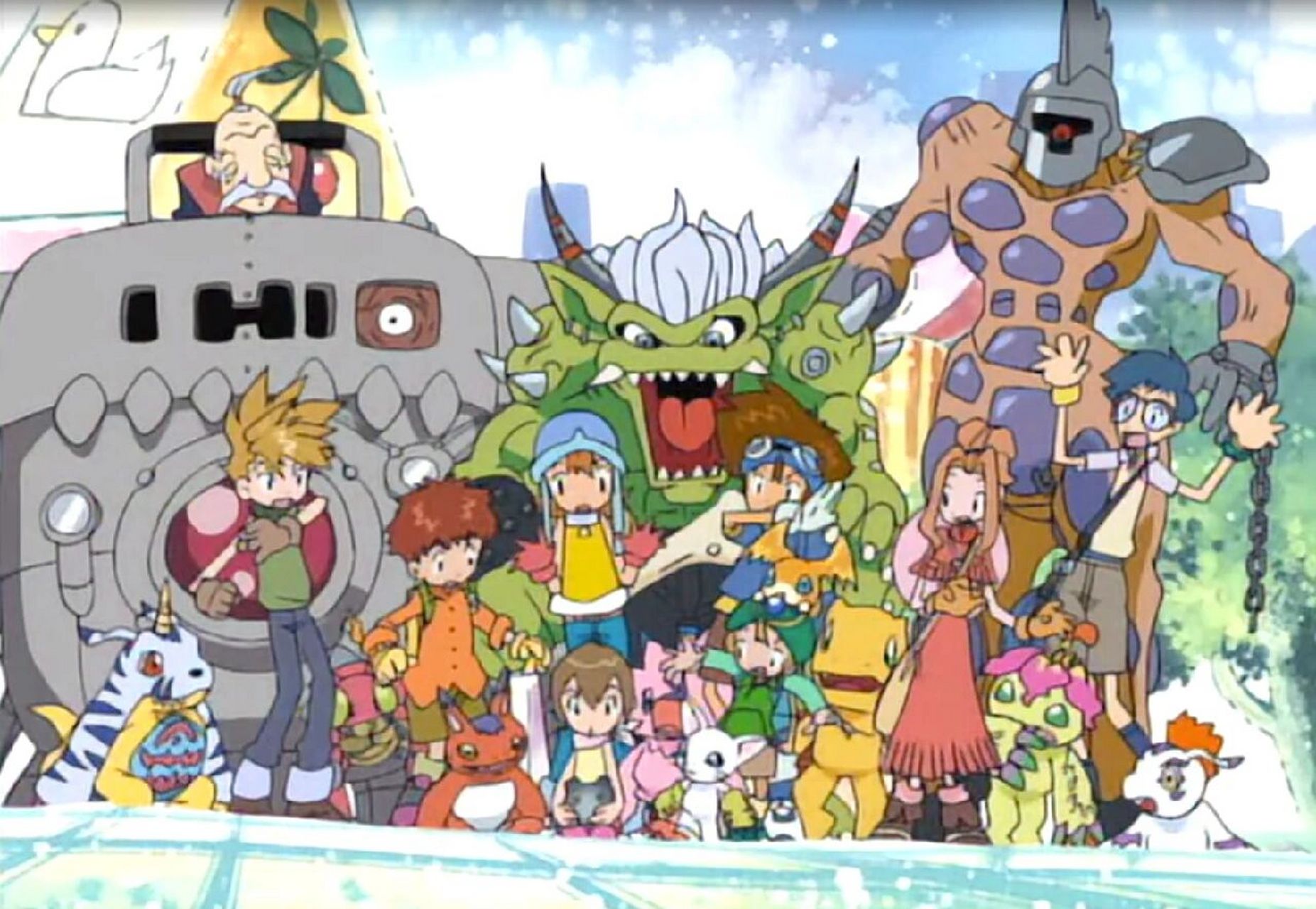 数码宝贝最后的合影 八个孩子们离别前最后的合影纪念,可爱温暖