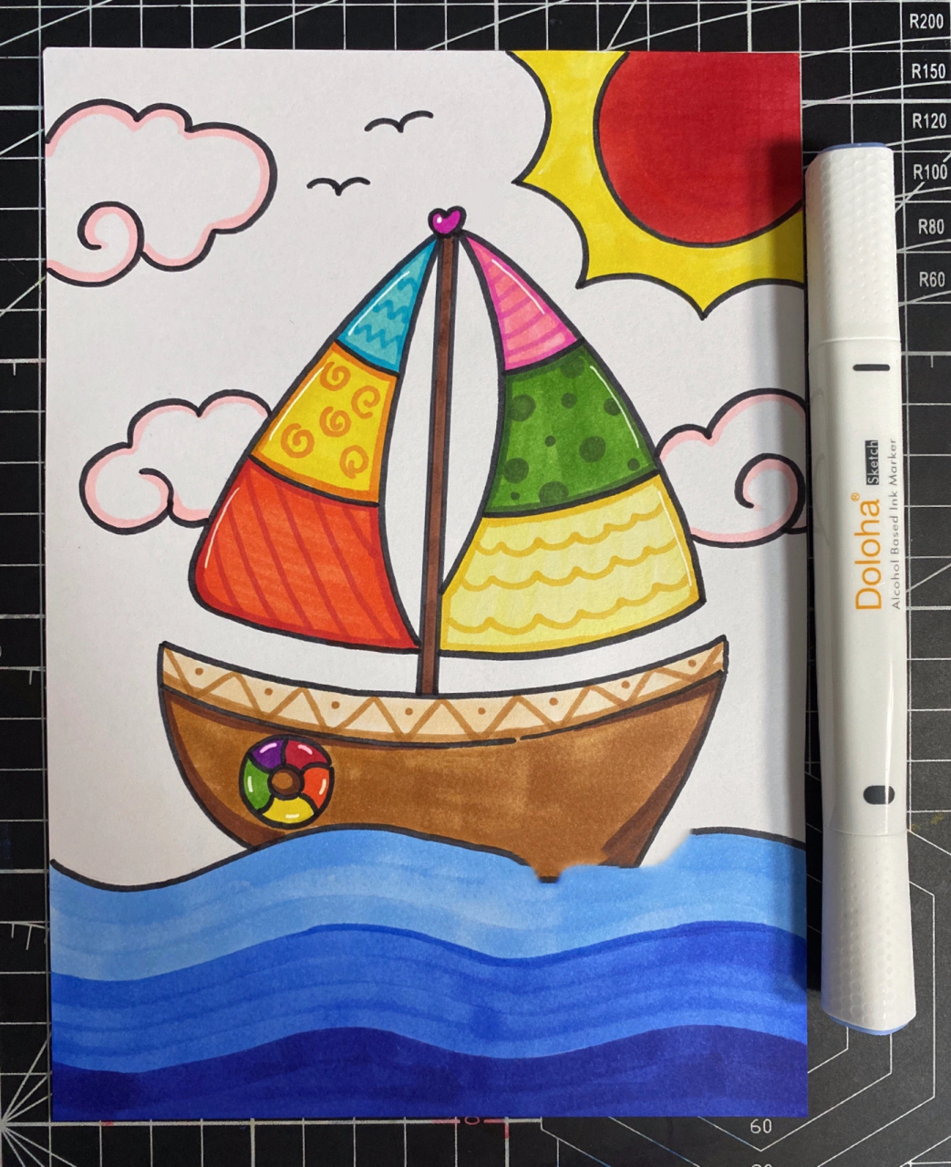 彩色的小船简笔画图片