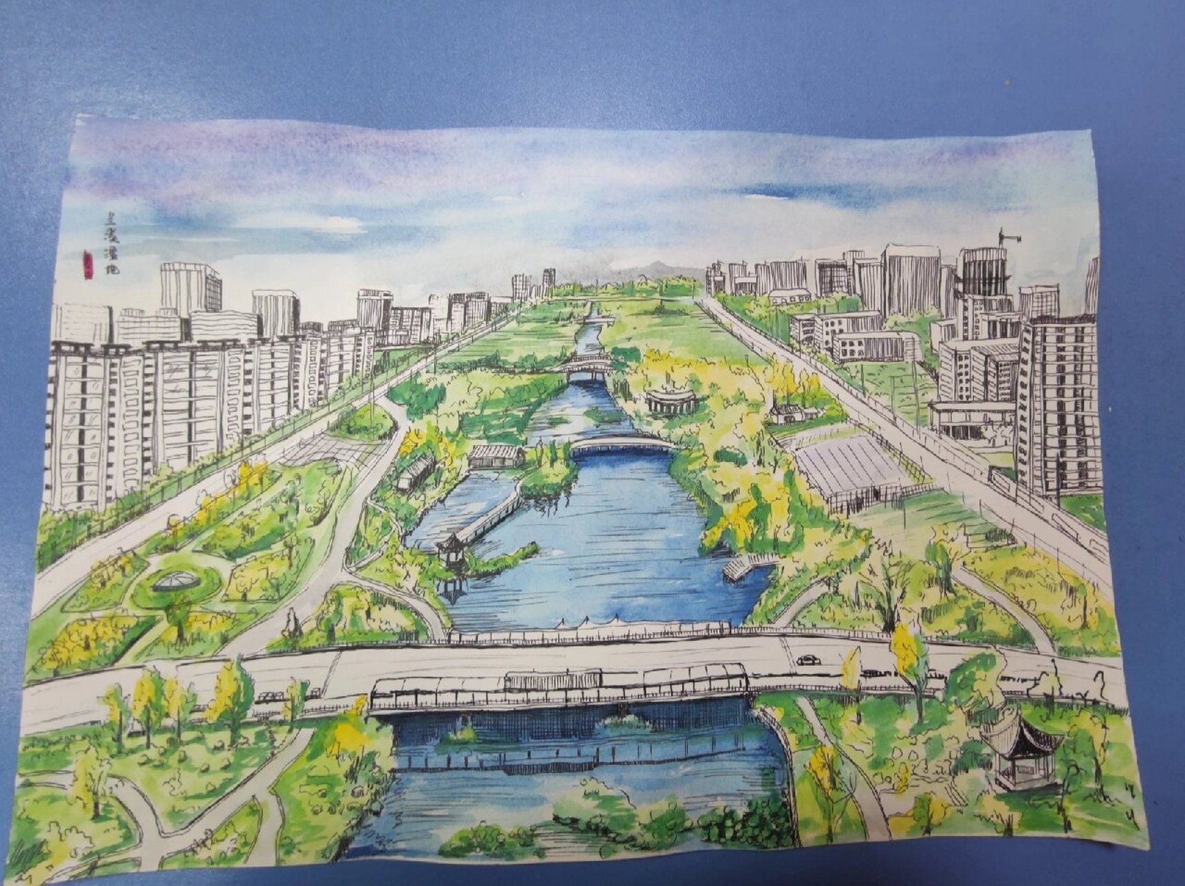 兰陵兰溪湿地公园 手绘