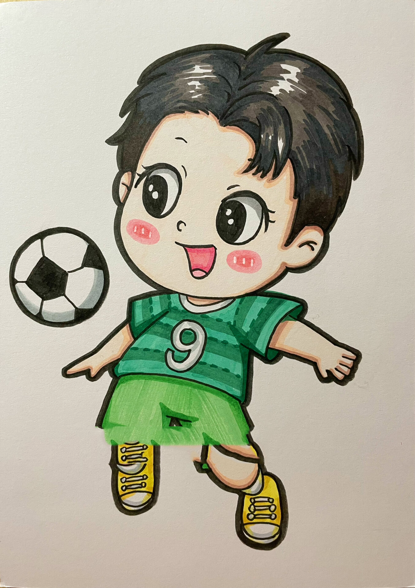 马克笔儿童画踢足球⚽