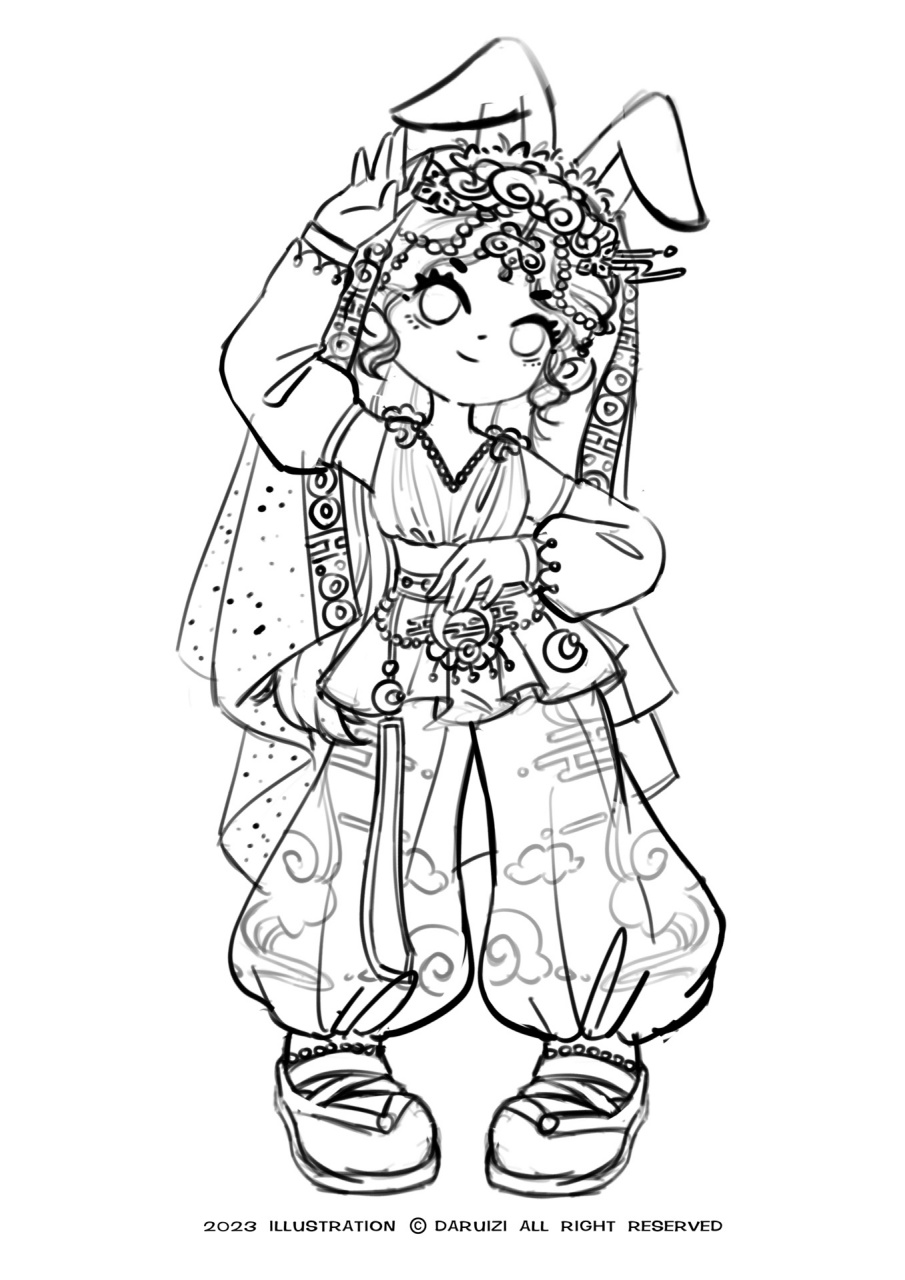 角色设计|天竺少女 想画一个兔子精～ 然后就想到了西游记里面的天竺