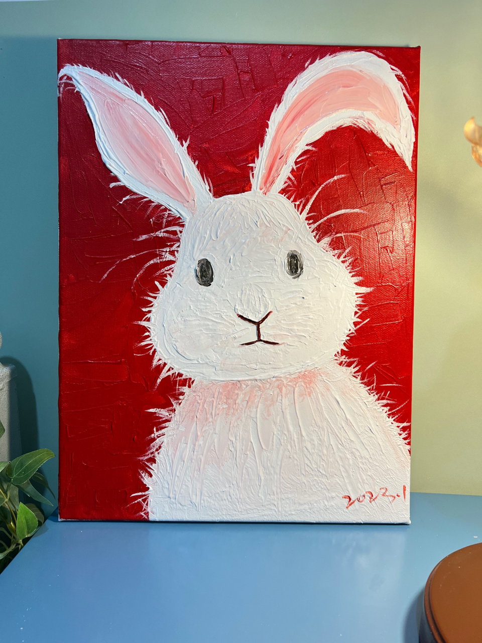 丙烯画 | 新年兔兔 老妈很喜欢,让我挂去大门上…… 临摹喜欢极了!