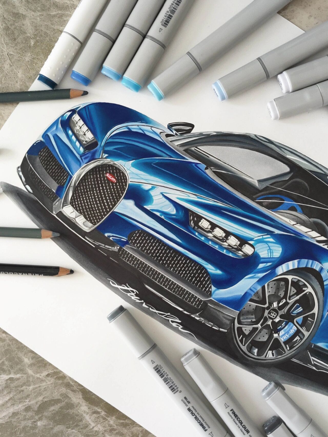 汽车手绘 bugatti chiron9373