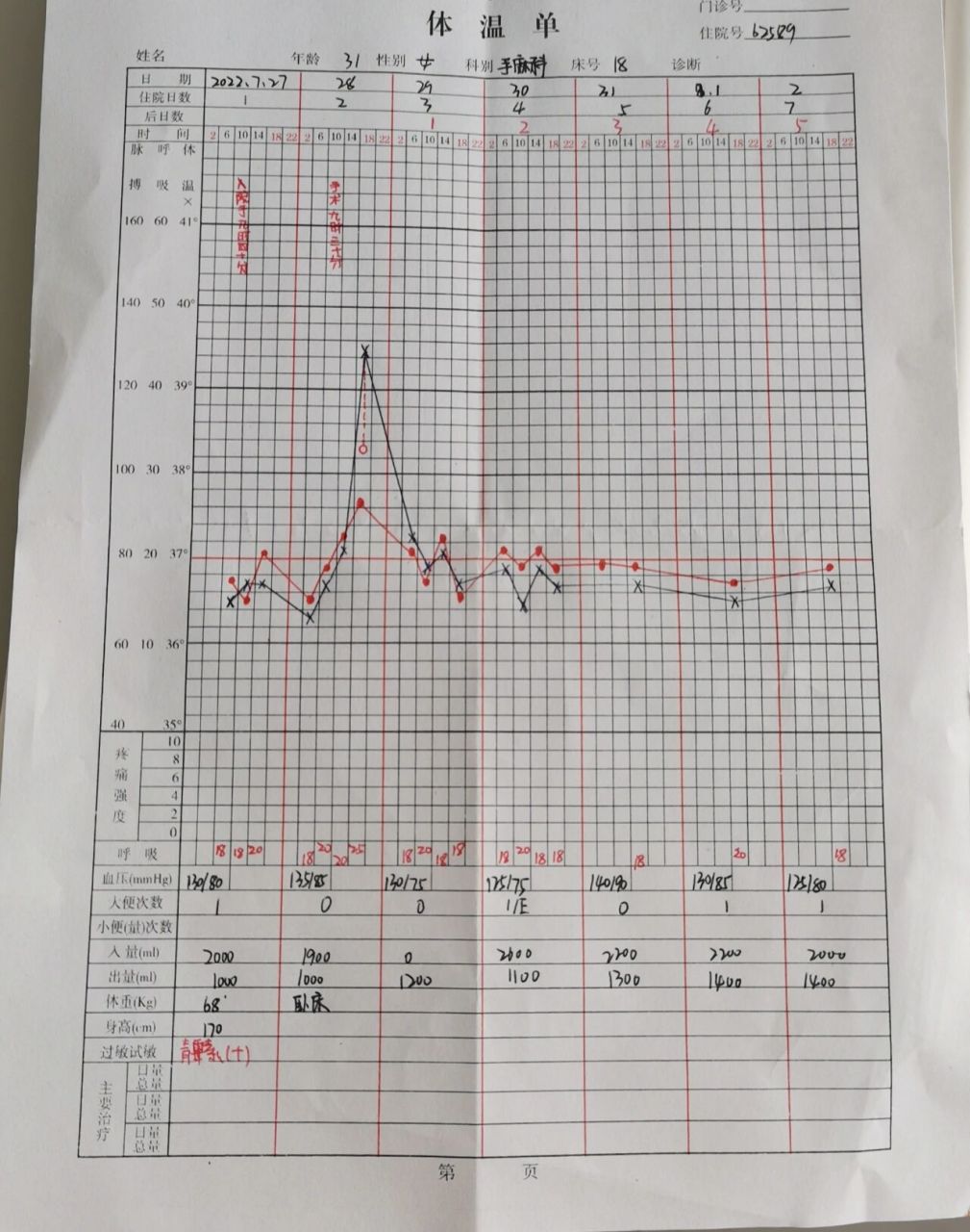 出院体温单图片