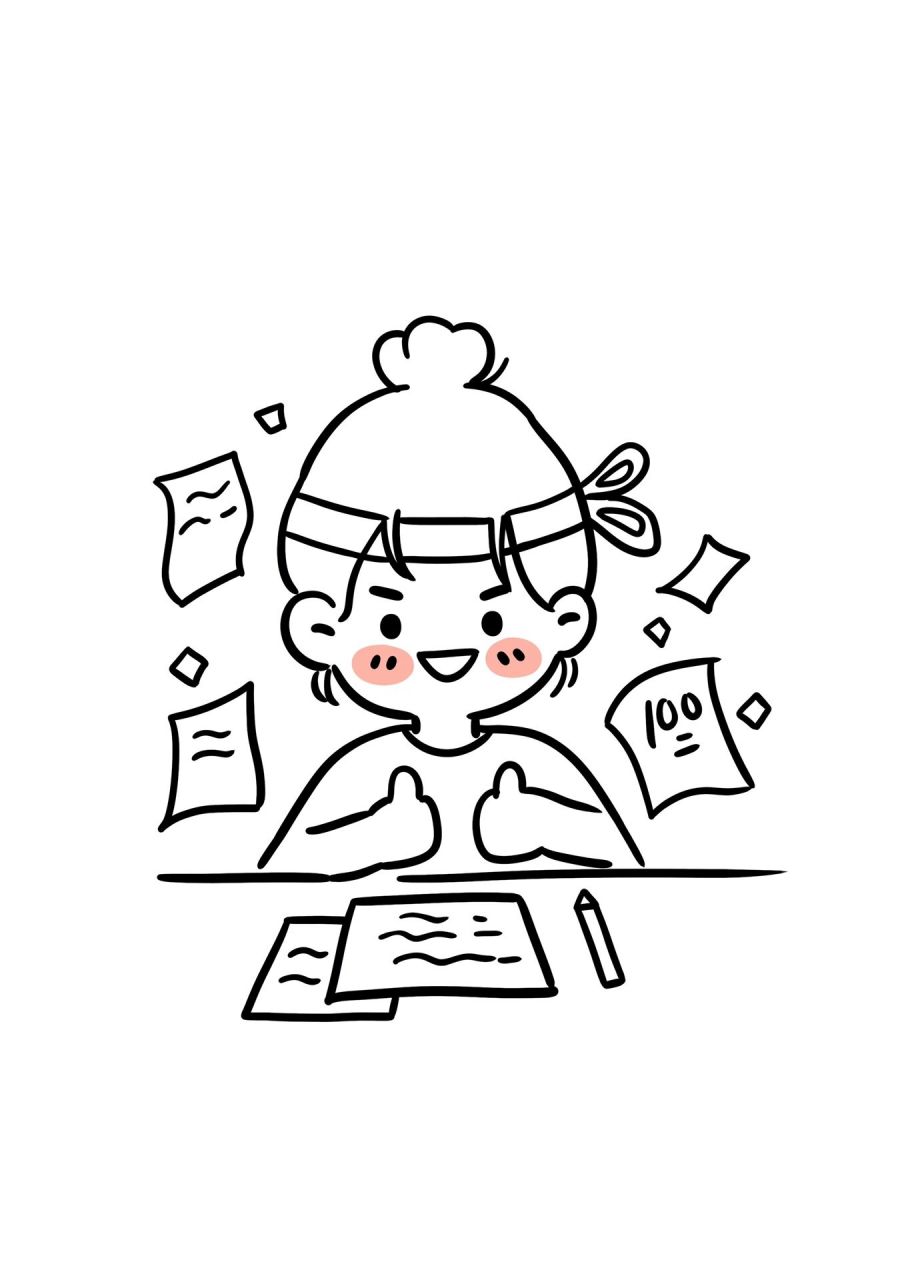 考试简笔画人物99ins风手帐表情包素材 这组初高中考试日常简笔画好