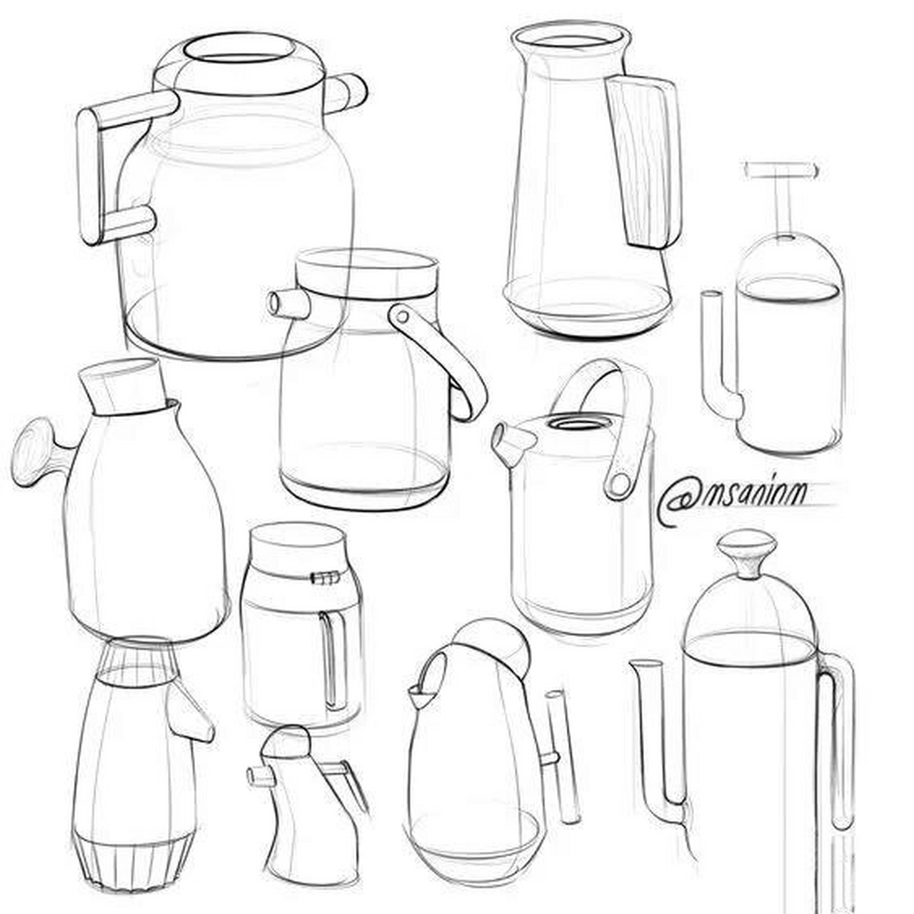 水杯设计优质草图手稿