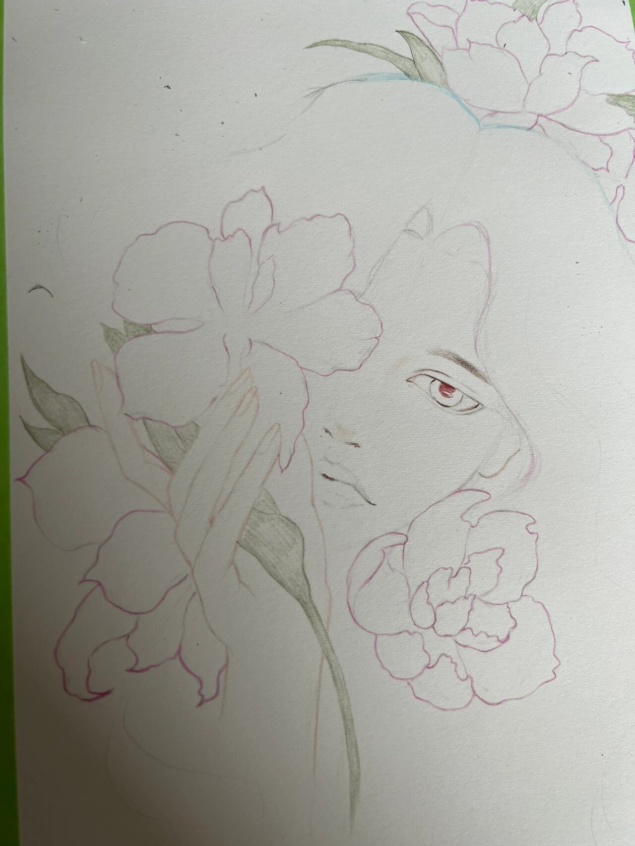 画个美女子 新手彩铅花卉人物