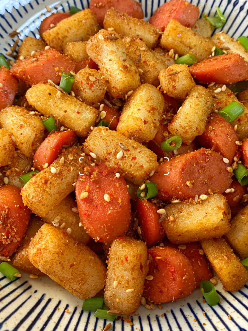 外酥里糯巨好吃的78香辣孜然年糕火腿丁97 外酥里糯,香辣可口,一