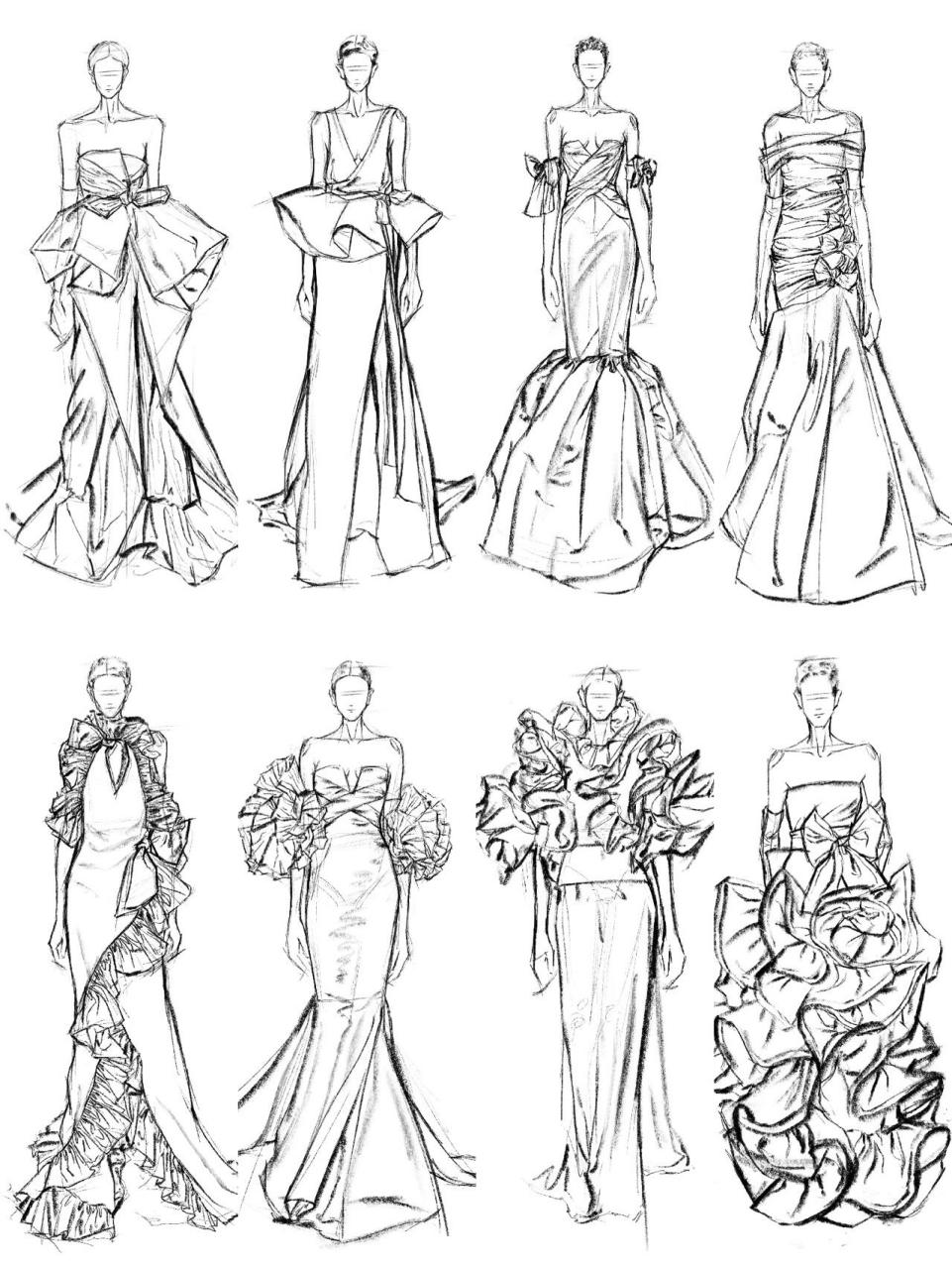 时装画96|服装设计手绘线稿合集7315-华伦 转发请标明出处,禁止