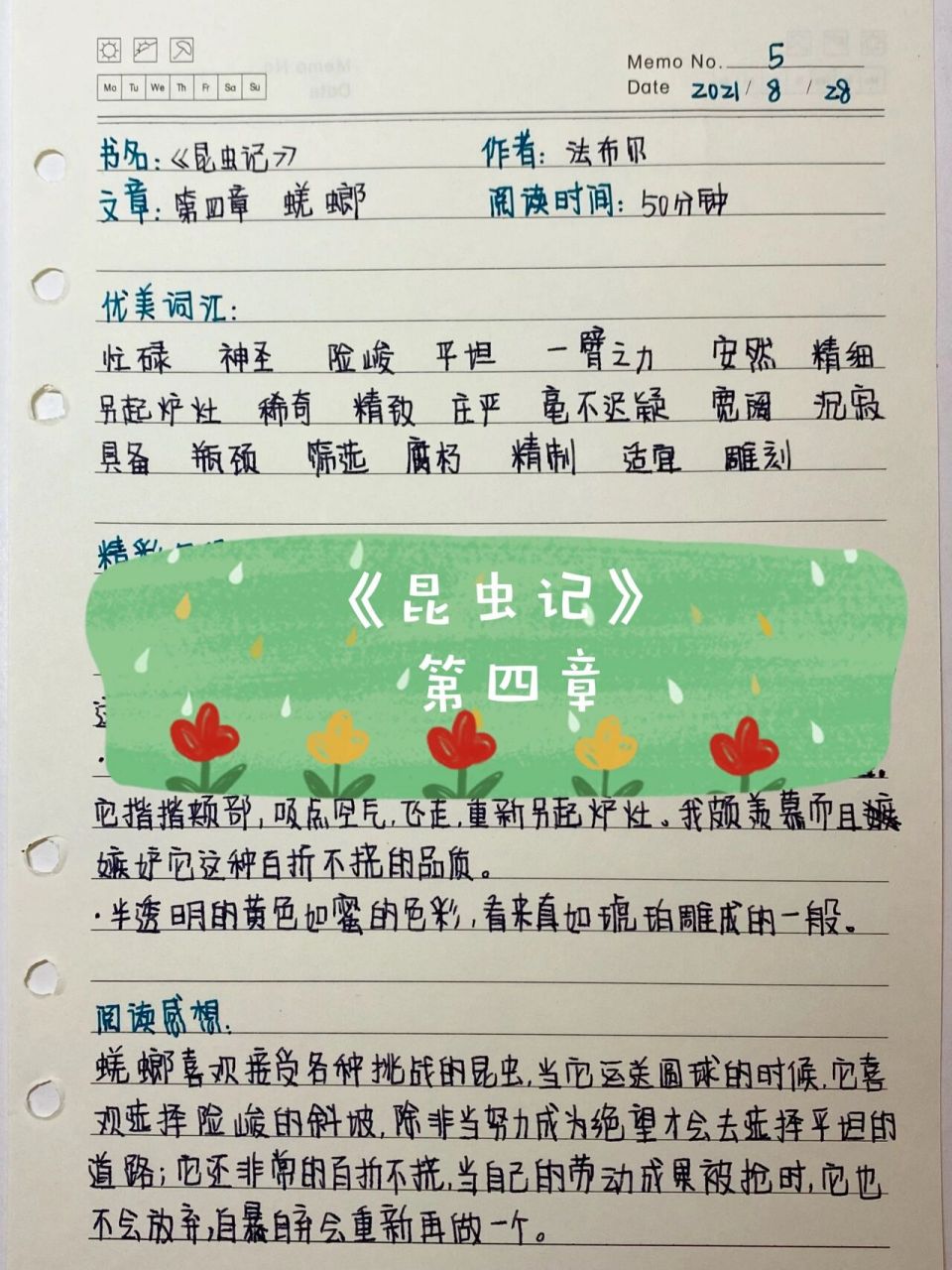 《昆虫记》读书笔记第四章 蜣螂 这个世界上有很多美丽的东西,雨后的