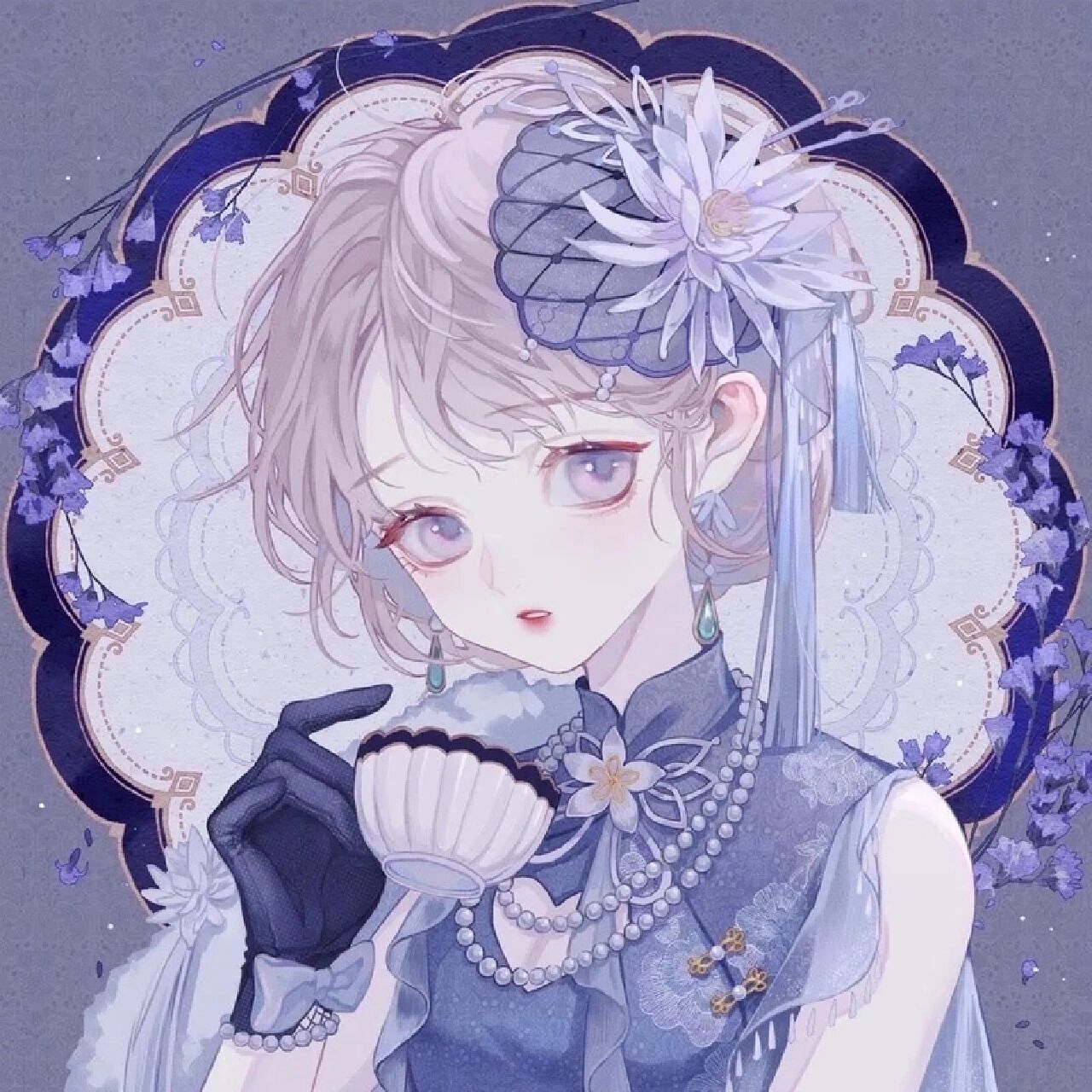 紫色系古风少女头像