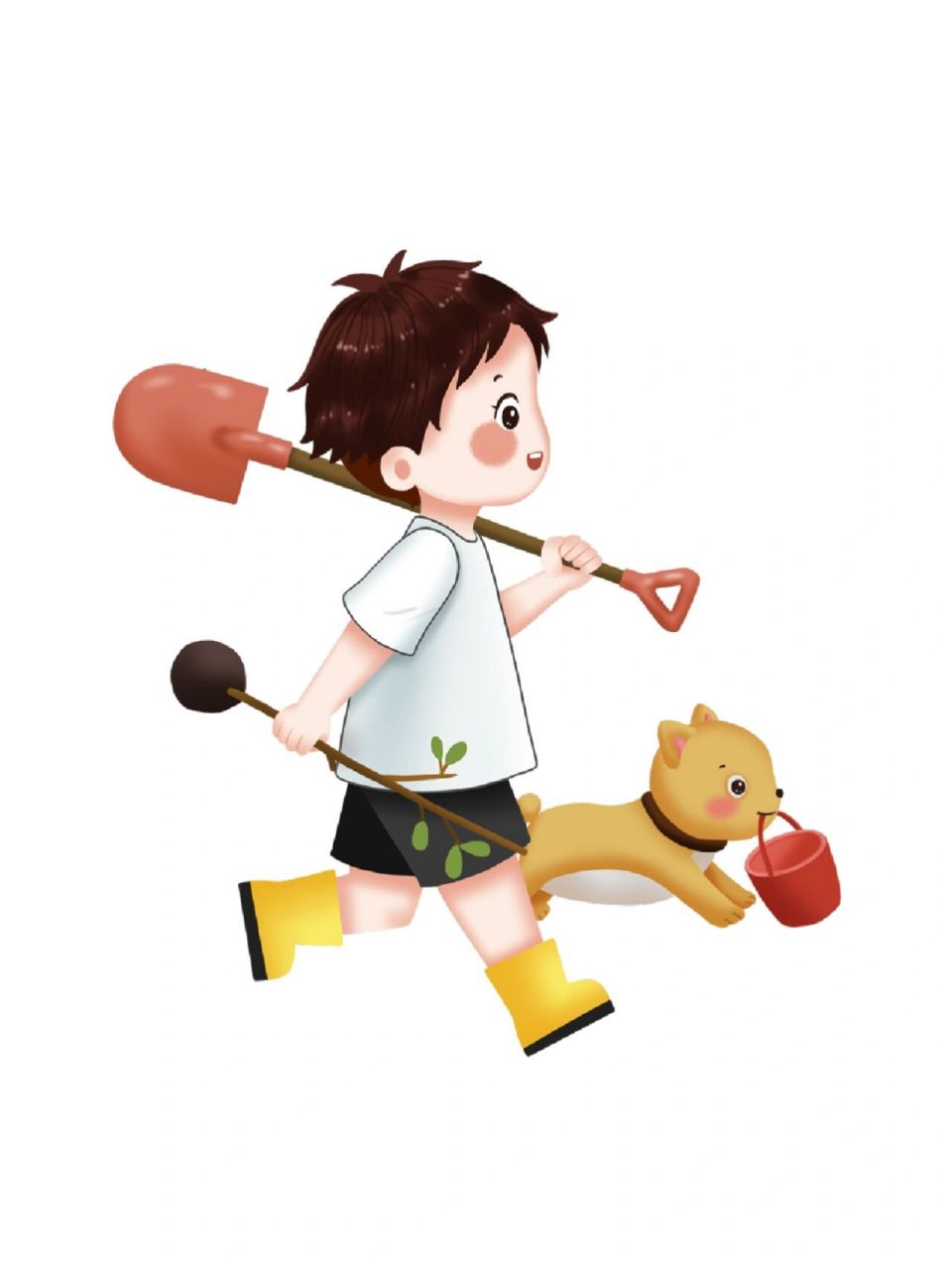 手绘人物‖植树节男孩简笔画免抠图 98989898 男孩9699