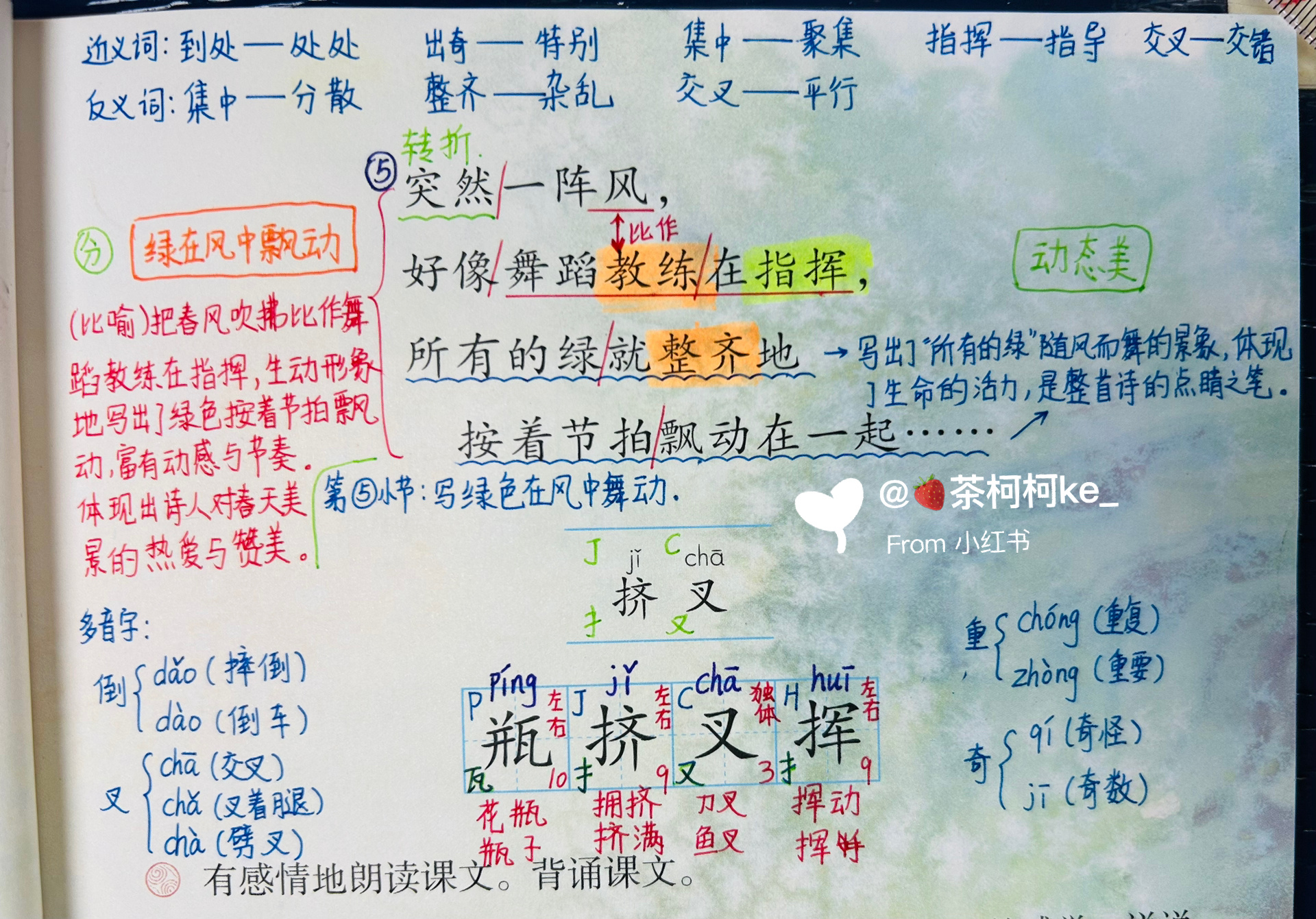 四下7810《绿》课堂笔记2023版-四年级下册笔记