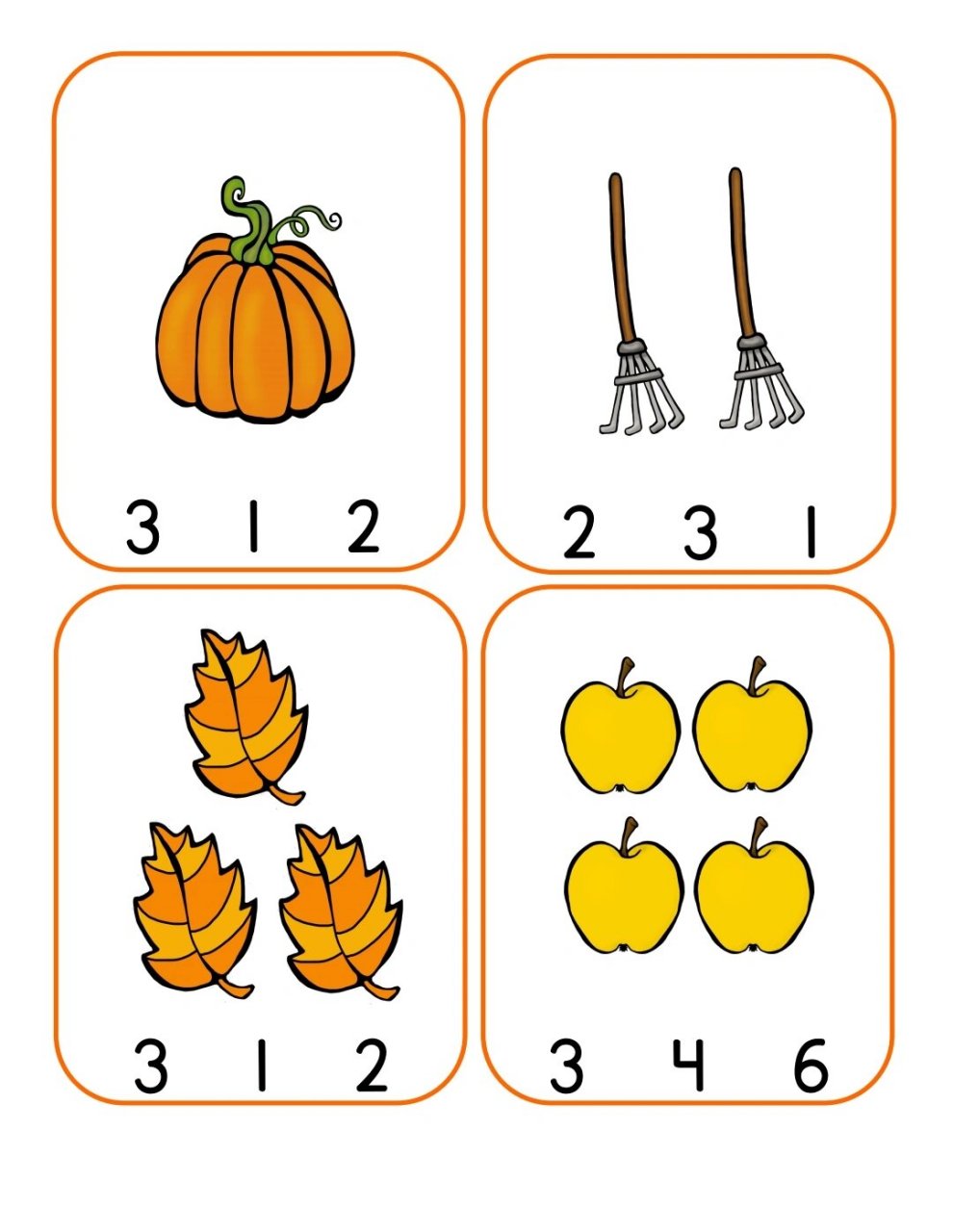 数学—秋天主题20以内数与量对应夹子工作