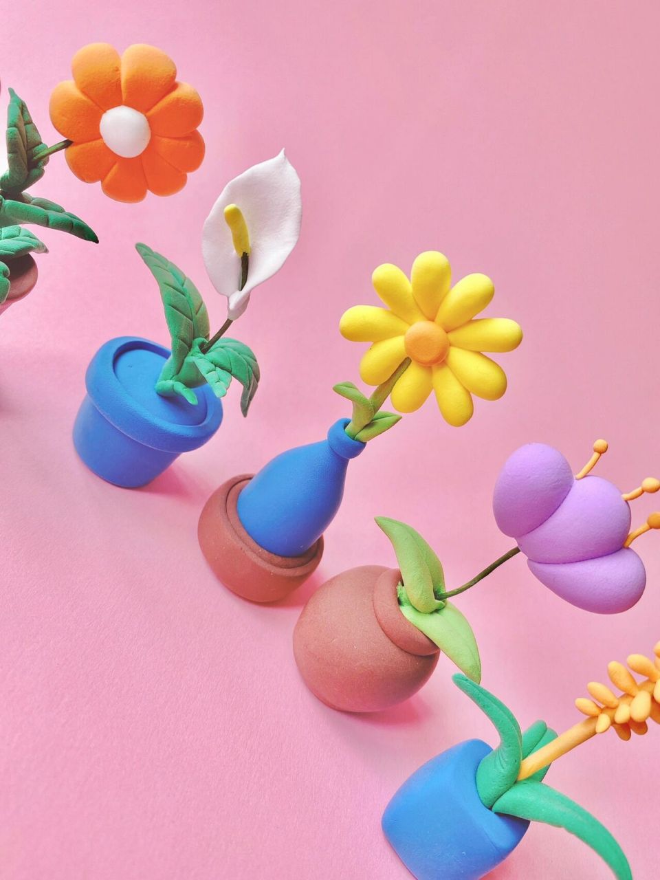 花朵黏土的6种简单做法  疫情只能五一关在自己家创作花吧,小紫,小黄
