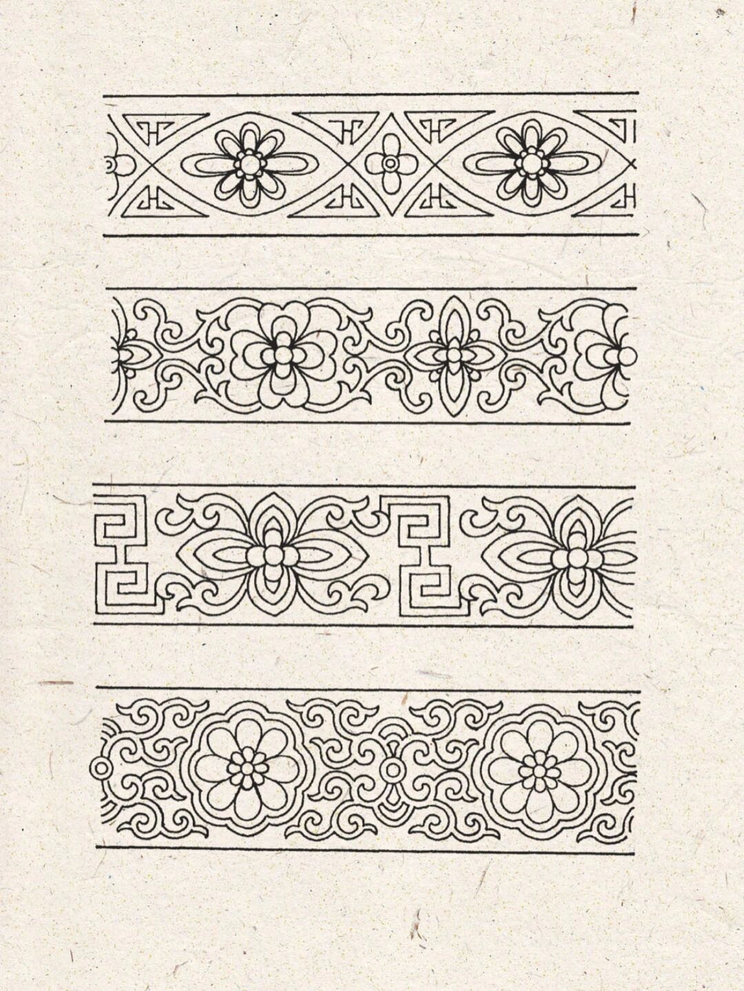 中国传统纹样之边花纹样95 边花纹样又称二方连续纹样.