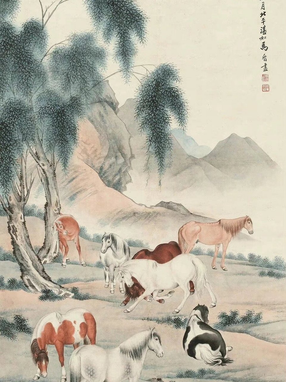 【师从金北楼宗法郎世宁融汇中西的画马名家马晋笔下动物画马匹】 马