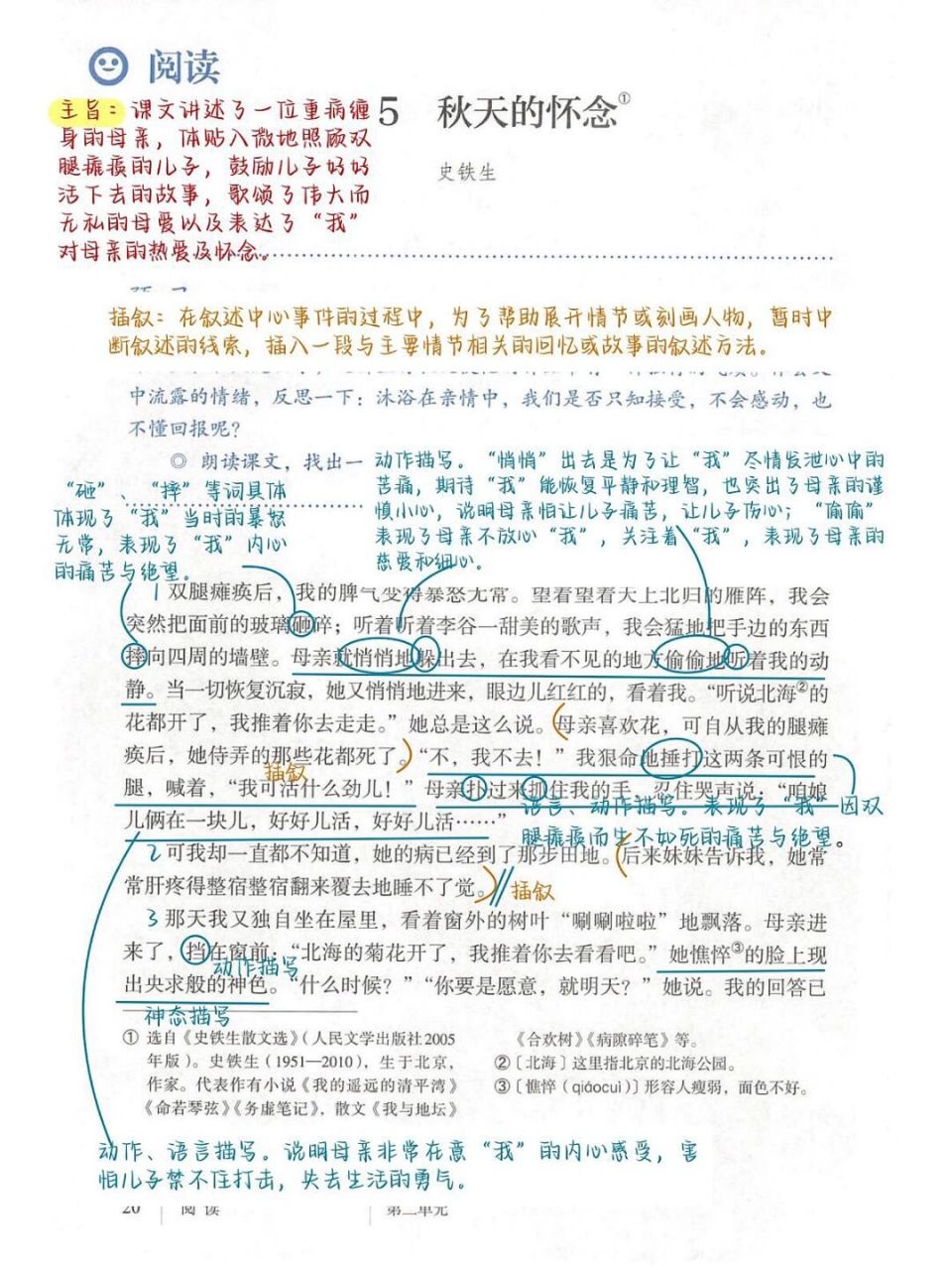 98七上语文笔记——第五课《秋天的怀念》    母亲啊!