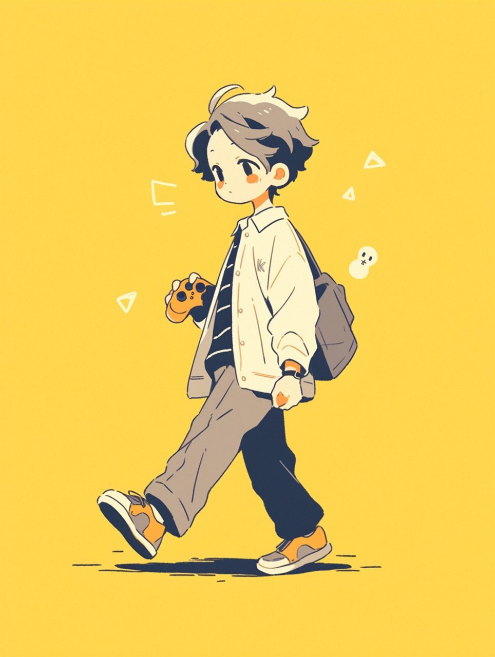 打游戏打游戏(男生篇2) a boy , play game and walk,full body