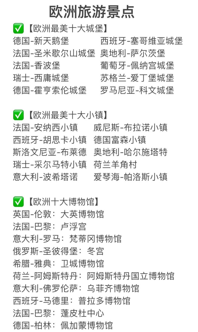吐血整理7515超全欧洲旅游攻略9215存下吧 想要去欧洲旅游