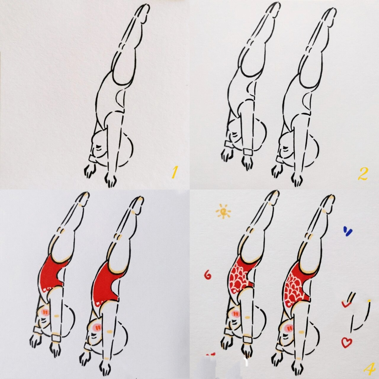 张家齐(附线稿) 俩位00后小可爱在女子双人10米跳台跳水比赛中夺冠!