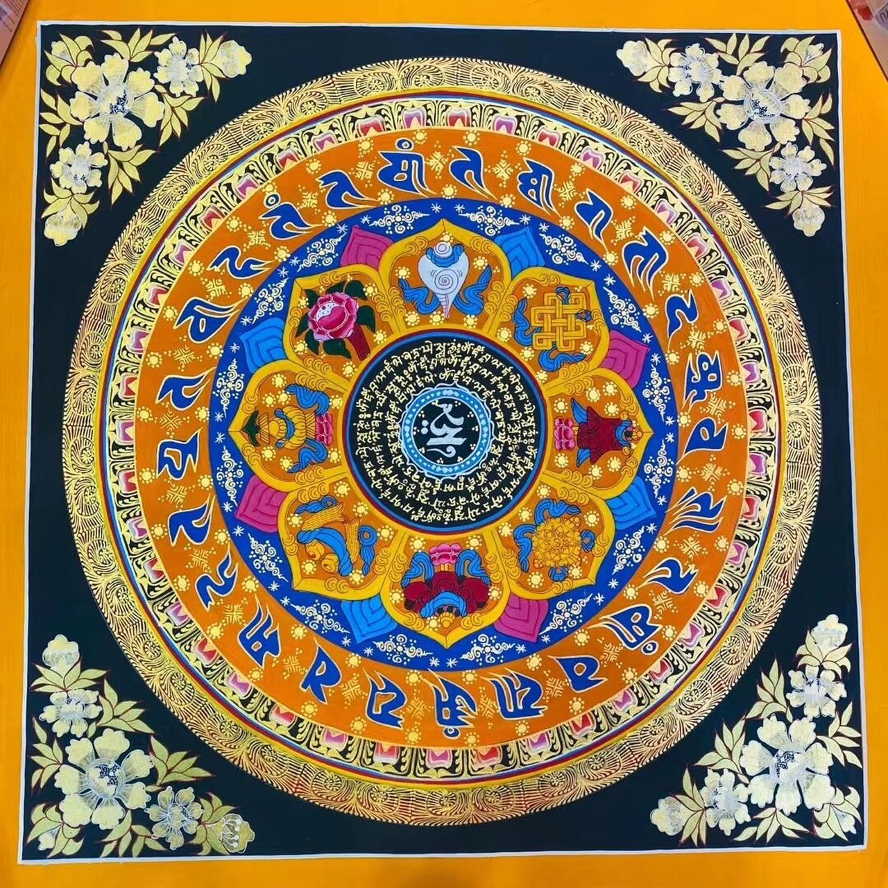 唐卡·六字真言 六字真言曼达拉坛城 (50*50cm) 作61由品69坛城画