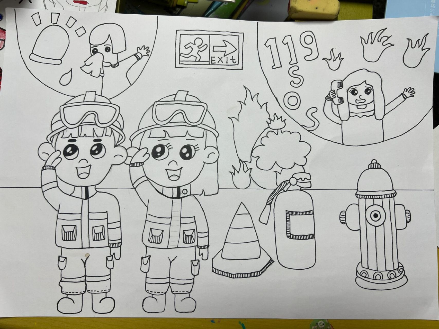 幼儿消防安全画    参照小红书博主