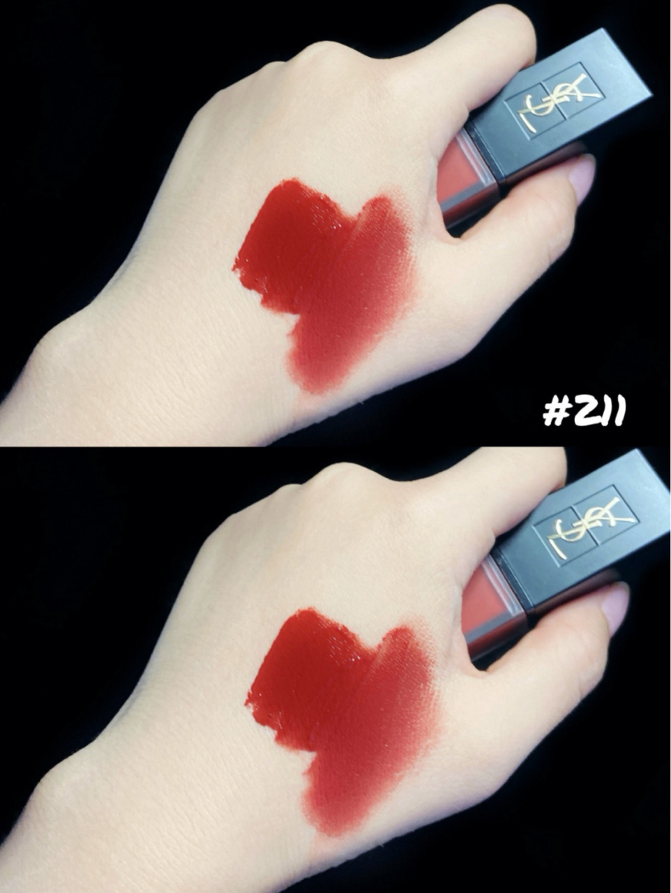 ysl天鹅绒唇釉! 质地相当舒服!刚涂上水润感晕开又是半哑光!