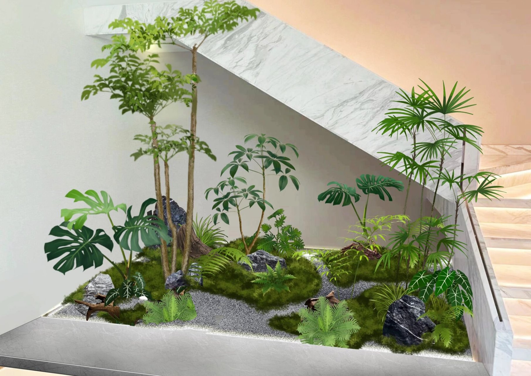 楼梯下的植物造景可以这样做!(超详细)