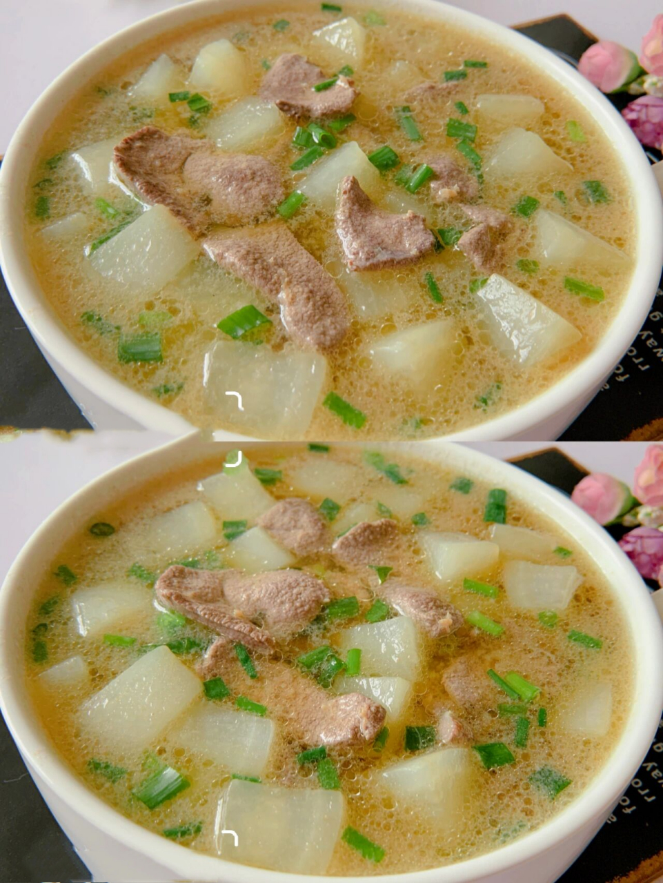 9393开学了,这道萝卜猪肝汤我每周都会做两次给孩子吃,猪肝嫩滑