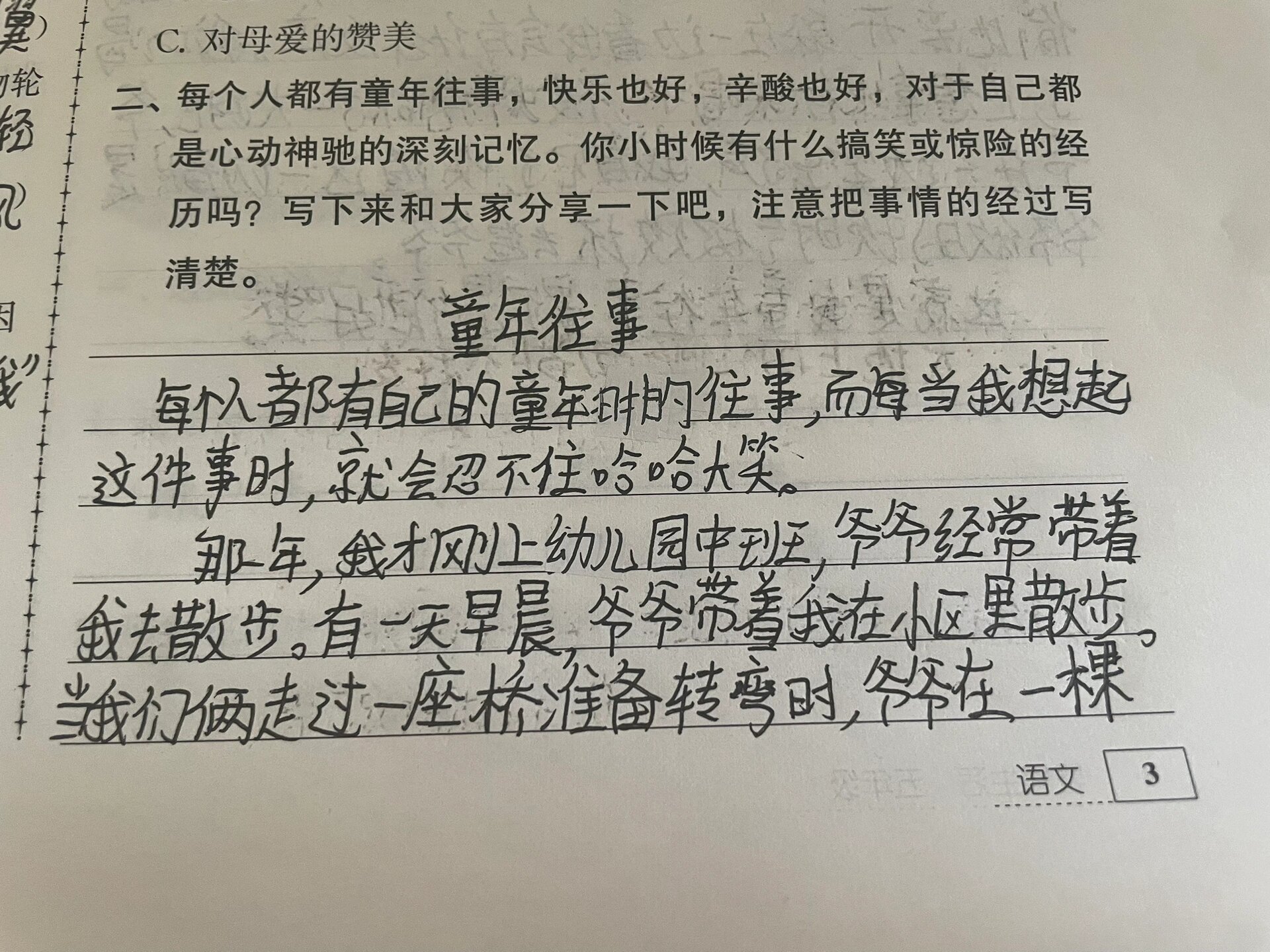 五年级暑假生活作文8:童年往事