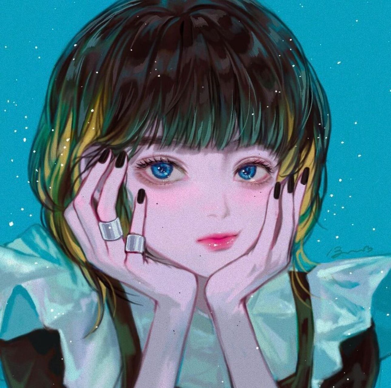 插画欣赏98 酷炫亮眼的荧光色少女头像7815 闪闪发光的色泽太有