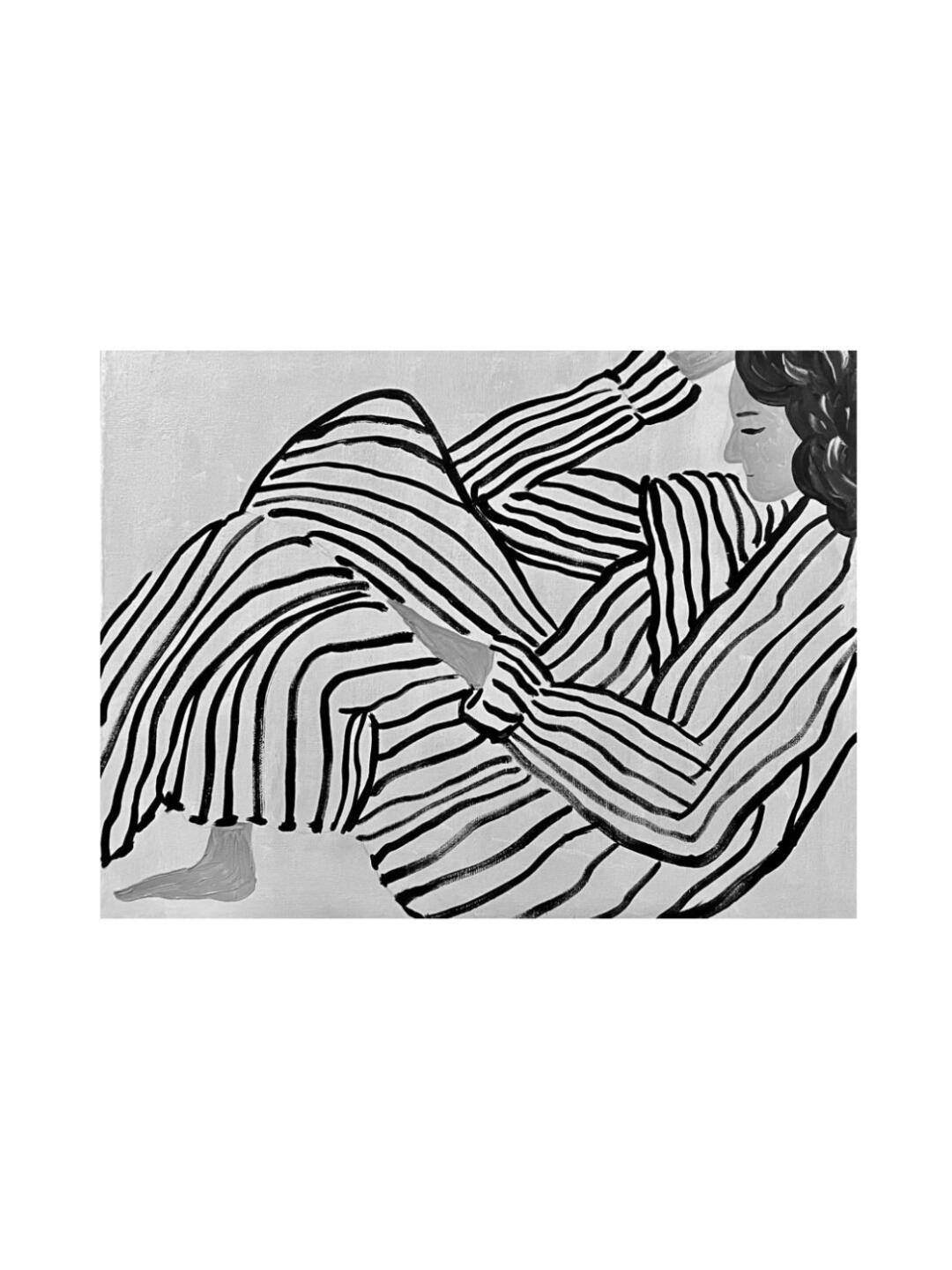 丙烯画|抽象人物|极简线条装饰画