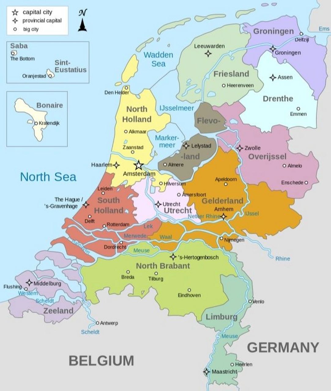 荷兰地图放大图片