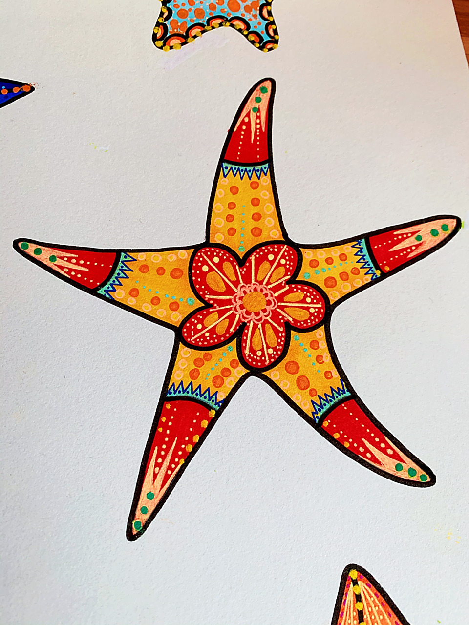 儿童绘画课程教学—《海星星》 上一张海星画的太随意 想着画个海星