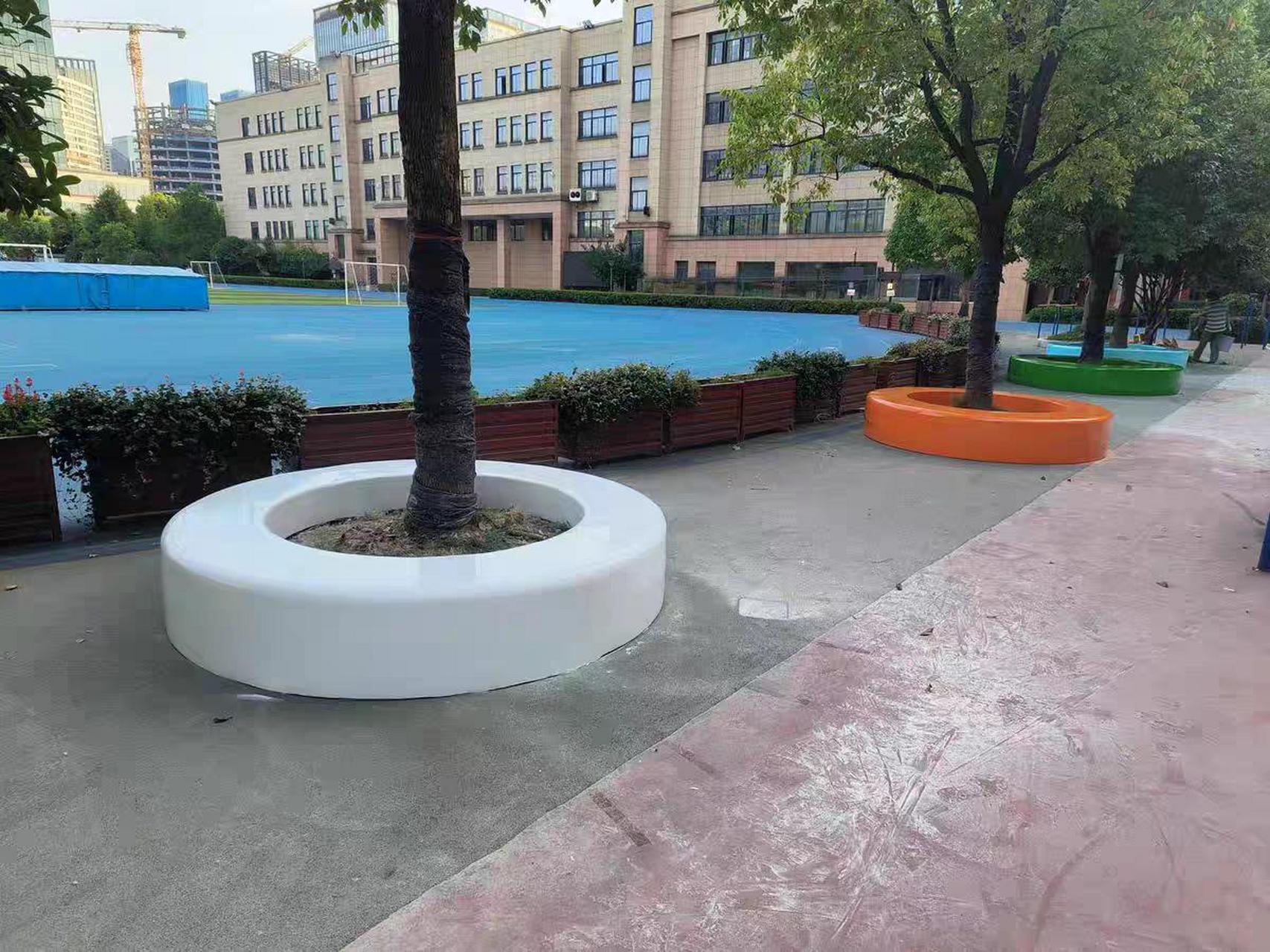 坐凳户外休闲椅商业景观园林花坛商场休息大型花盆座椅玻璃钢树池坐凳