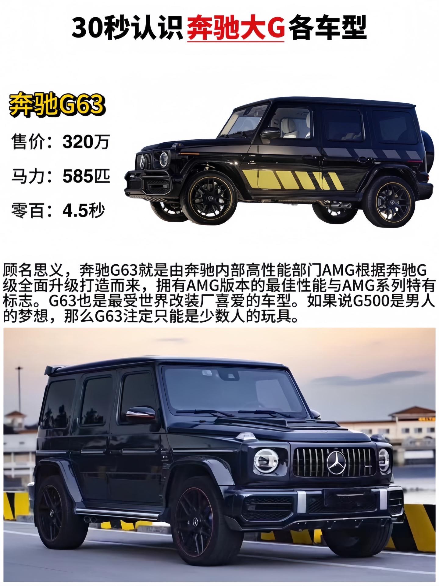 "30秒认识奔驰大g各车型,无数男人的梦想座驾