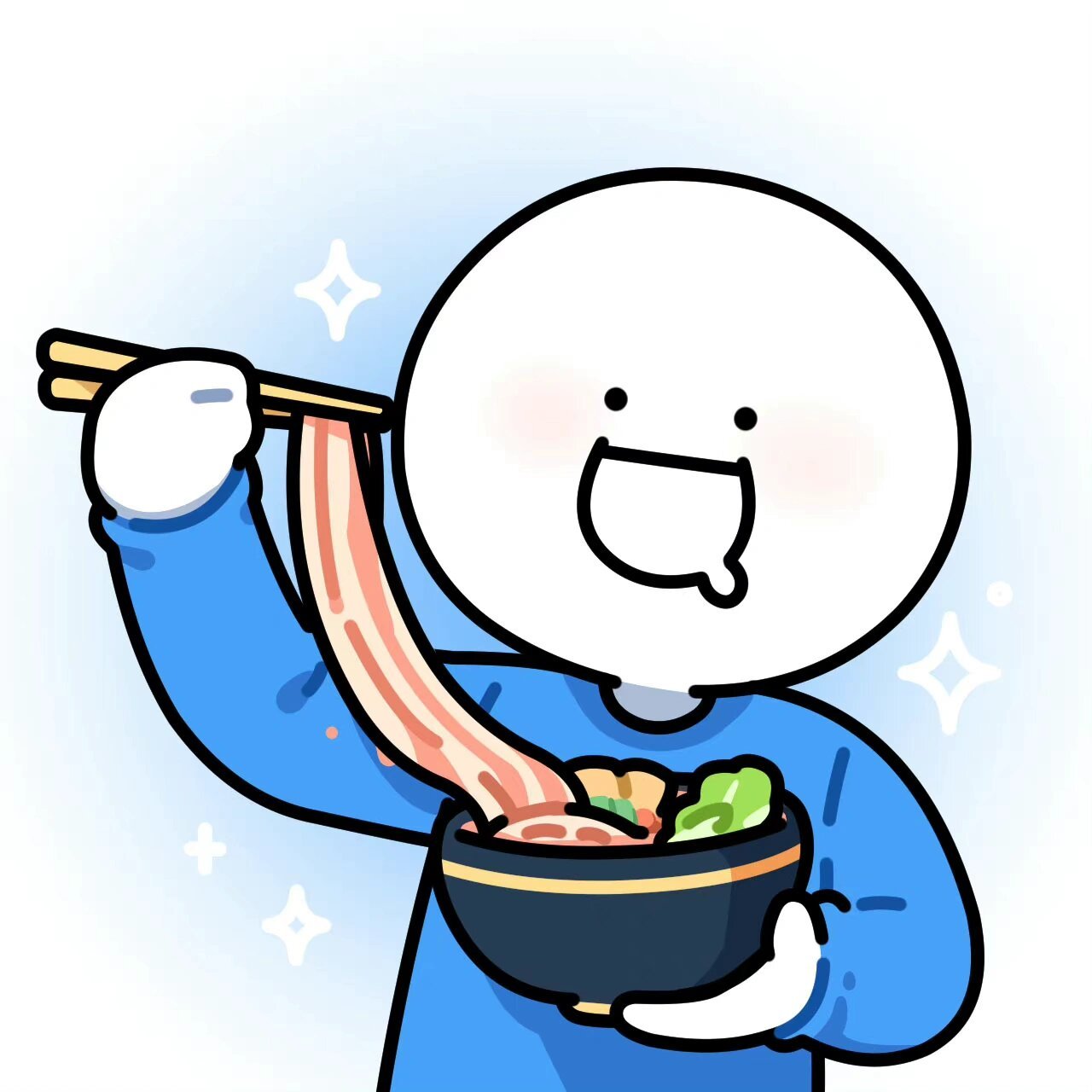 小蓝和他的朋友们干饭表情包 别人干饭是为了活着,我活着是为了干饭