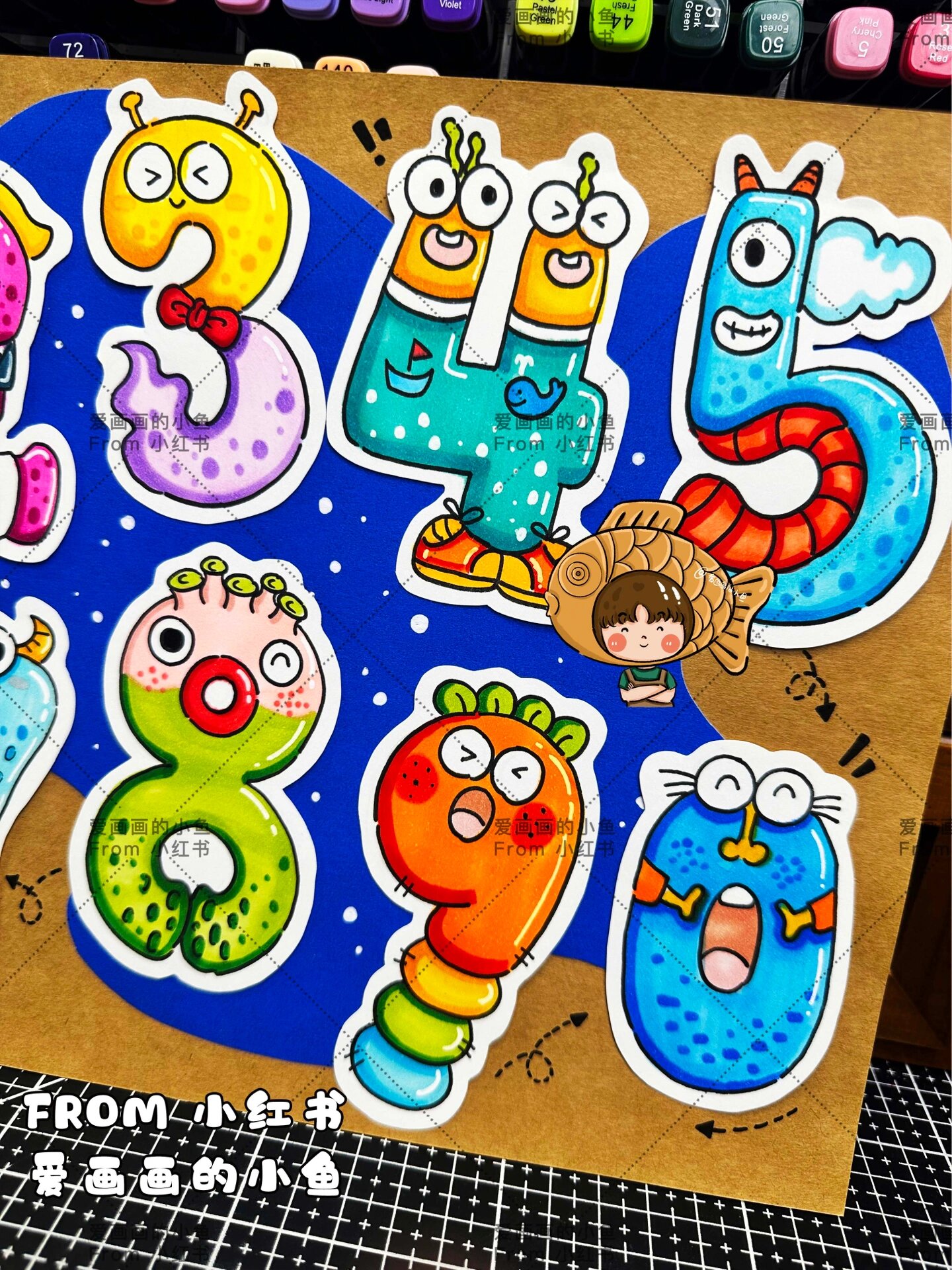 【创意数字立体小报】1-10数字创意画97线稿