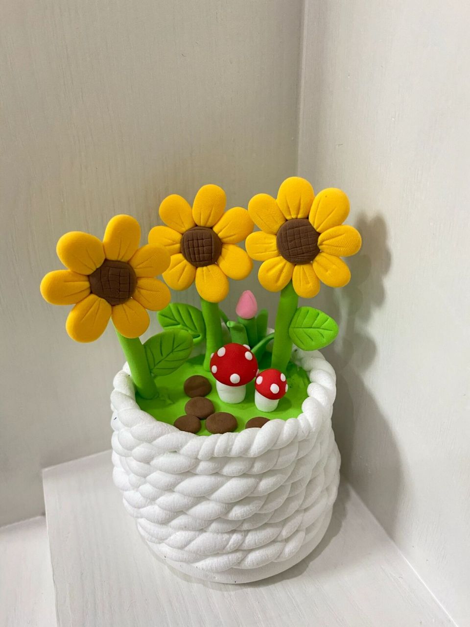 超轻黏土～向日葵摆件9797黏土作品 向日葵小摆件97 花盆里还有