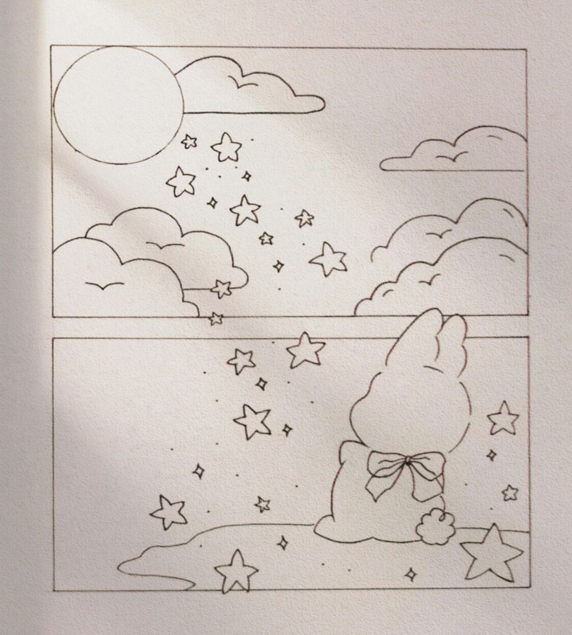 兔子抱月亮的简笔画图片