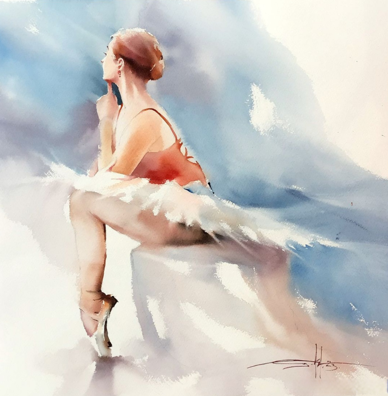 【 芭蕾舞者 michael solovyev水彩画 】  #艺术#  #水彩画