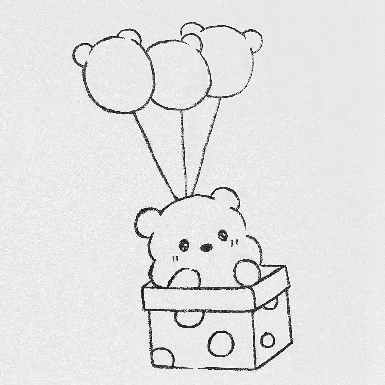 零基础简笔画教程|盒子小熊气球 藏在心底的话并不是故意要去隐瞒