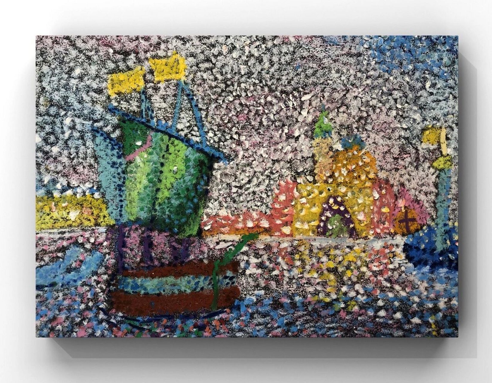 课程《点彩》3-4年级 重彩油画棒点画法 记录95学生作品 学习大师