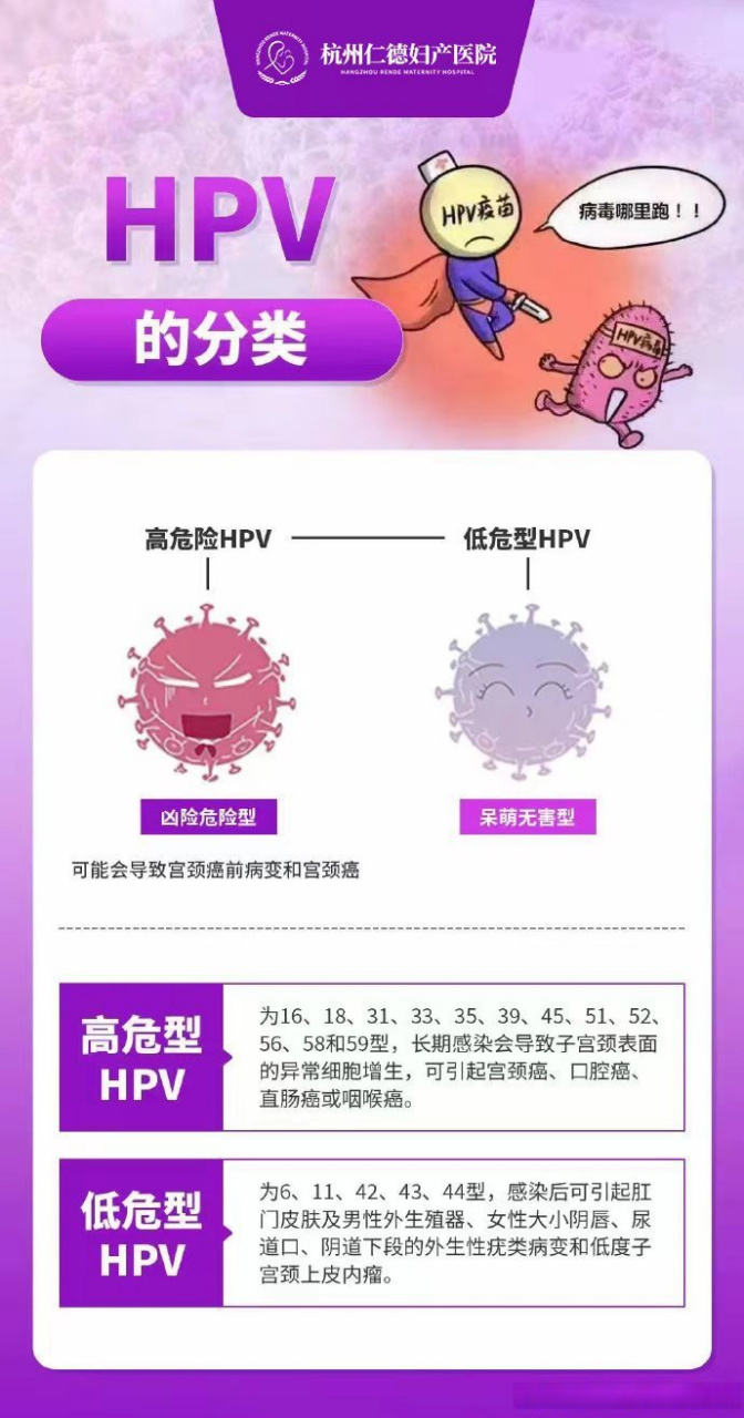 hpv感染分为高危和低危型 高危型感染是女性患宫颈癌的直接因素!
