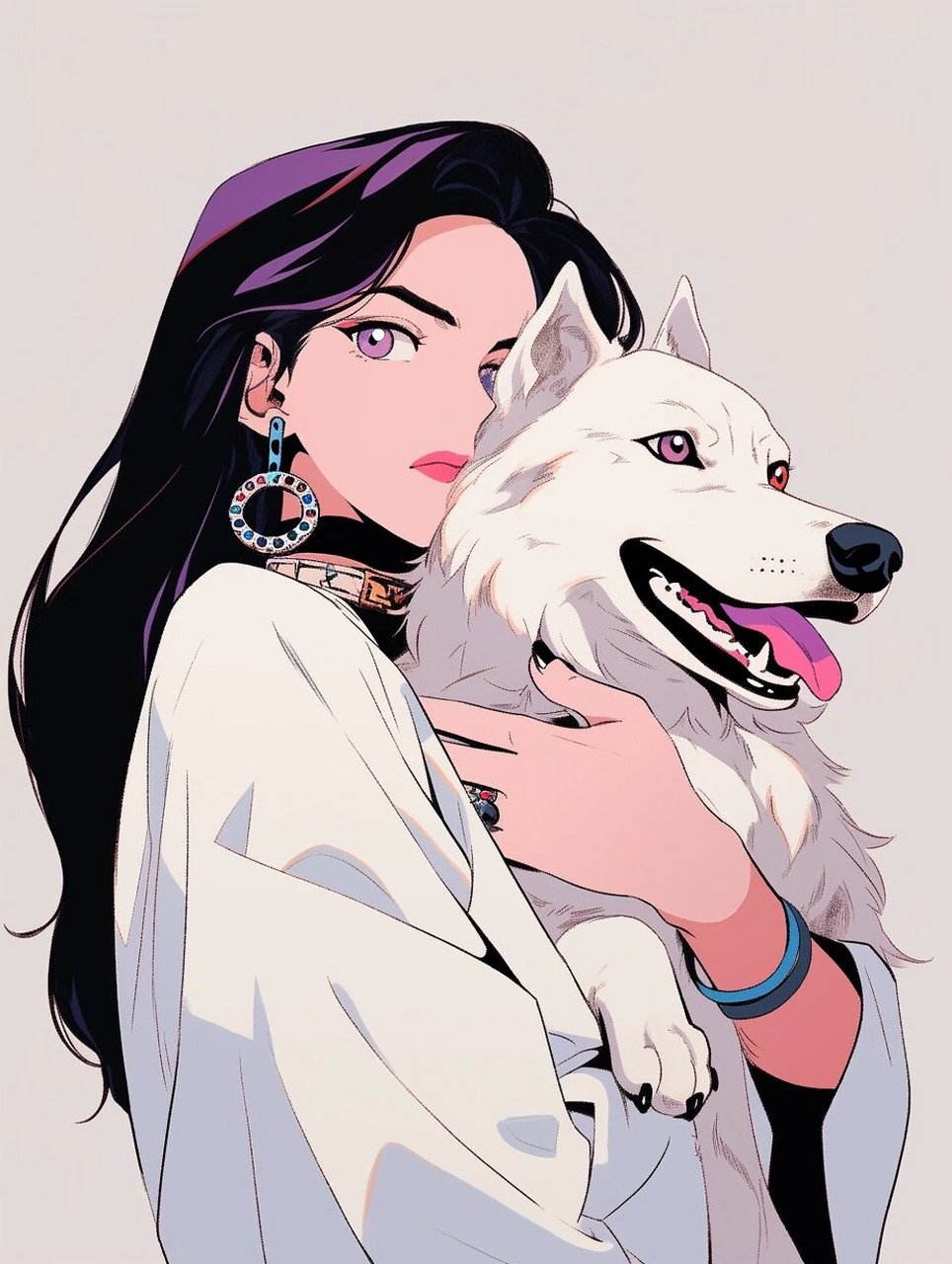 头像 | 和狼犬崽崽的合影(女生) 紫色很飒