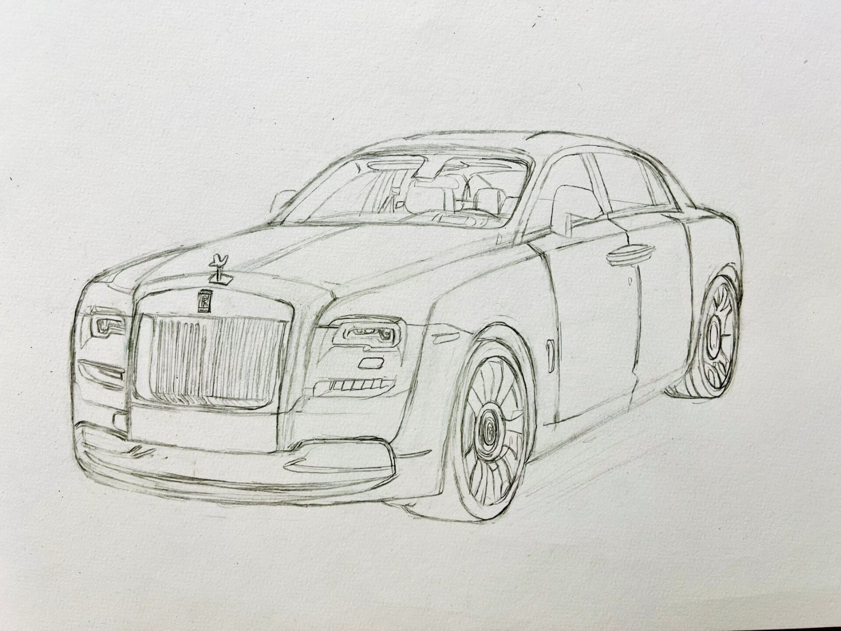 学生手绘劳斯莱斯古思特  ✏️手绘百万豪车:rolls-royce ghost